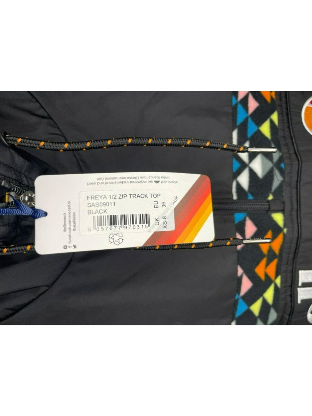 Ellesse Freya 1/2 Zip Track Top Multicolor Geometric Fleece Jacket Women's UK 8 - Picture 6 of 9